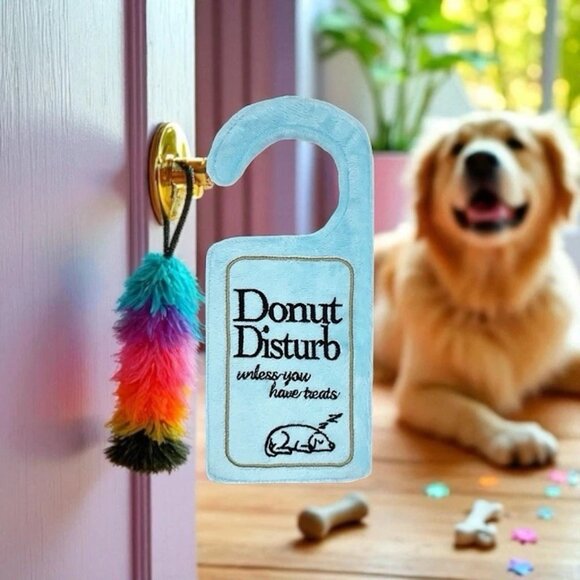 P.L.A.Y. Other - P.L.A.Y. “Donut Disturb” Hotel Door Hanger Plush Dog‎ Toy L/XL (NEW w/TAGS!)